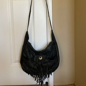 Vintage Black Fringe leather purse.